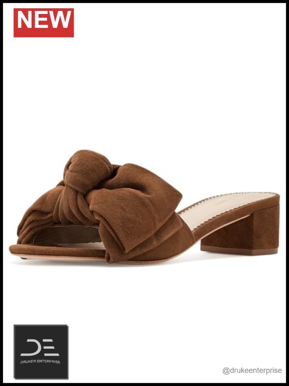 Suede Slip On Slide Sandals with Bow Detail
